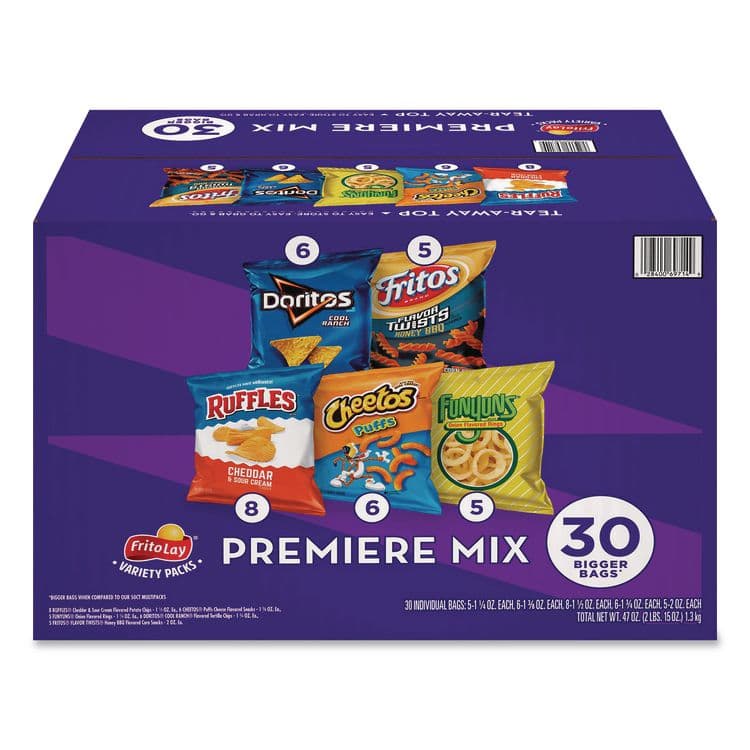 FRITO-LAY, . Premiere Mix Variety Pack, Assorted Flavors, Assorted Sizes, 30 Bags/Carton (GRR22002670)