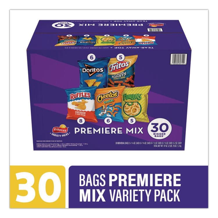FRITO-LAY, . Premiere Mix Variety Pack, Assorted Flavors, Assorted Sizes, 30 Bags/Carton (GRR22002670) thumbnail 2