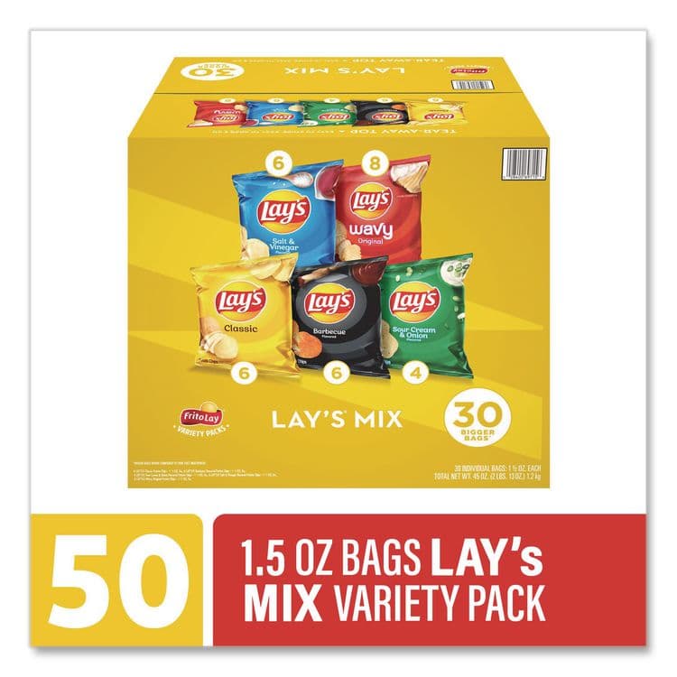FRITO-LAY, . Potato Chip Variety Mix, Assorted Flavors, 1.5 oz Bag, 30 Bags/Carton (GRR22002672) thumbnail 2