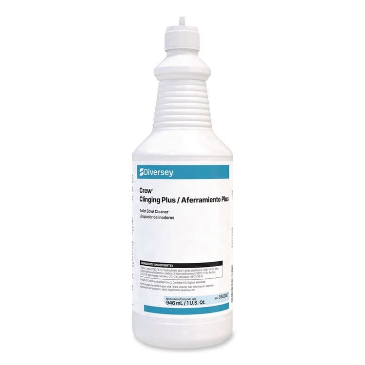 DIVERSEY Crew Clinging Plus Toilet Bowl Cleaner, Characteristic Scent, 32 oz Bottle, 12/Carton (DVO9302467)