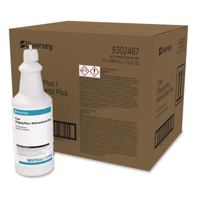 DIVERSEY Crew Clinging Plus Toilet Bowl Cleaner, Characteristic Scent, 32 oz Bottle, 12/Carton (DVO9302467) thumbnail 4