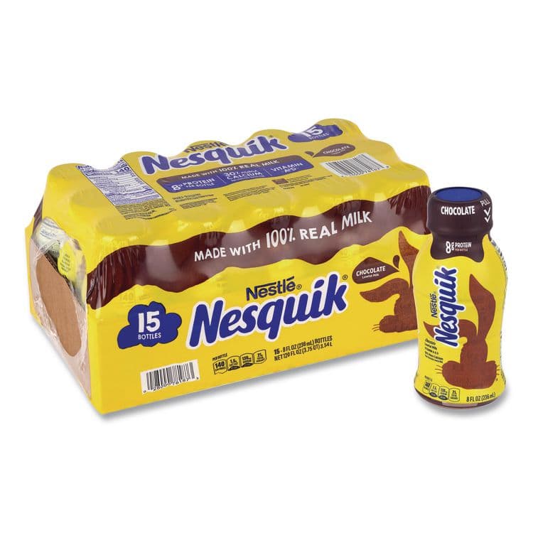 NESTLE Nesquik Chocolate Lowfat Milk, 8 oz Bottle, 15/Carton (GRR22002681)