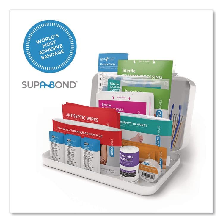 AERO HEALTHCARE 10 Series First Aid Kit, 72 Pieces, Metal Case (AOHAK10T) thumbnail 2