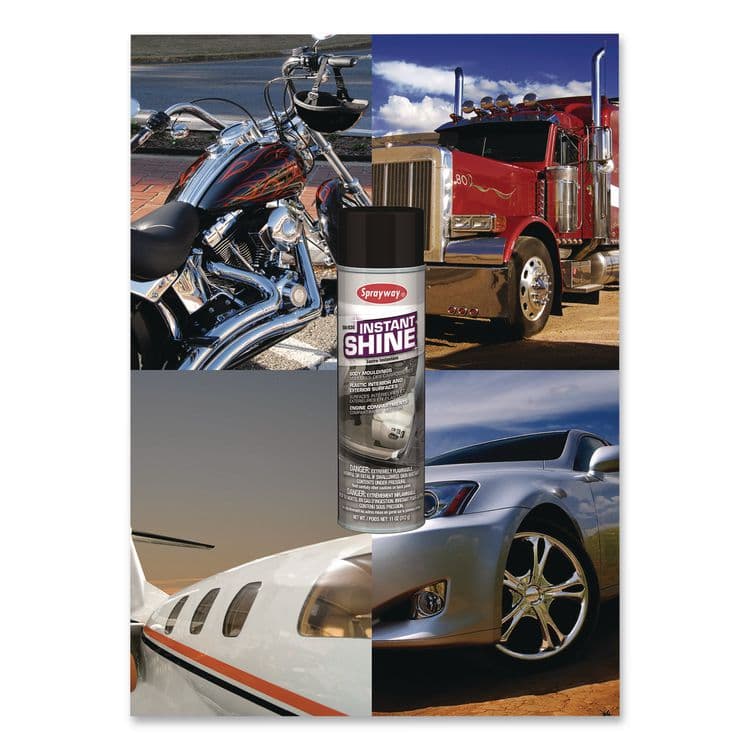 PLZ CORP Instant Shine Silicone Spray, 12 oz Aerosol Can, 12/Carton (CGCSW936) thumbnail 4