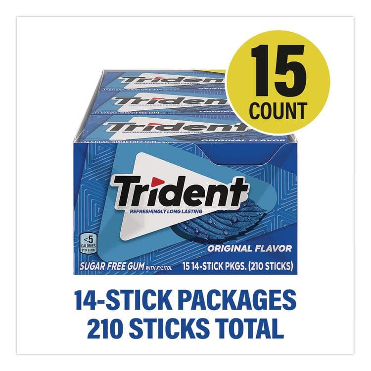 MONDELEZ INTERNATIONAL Sugar-Free Gum, Original Mint, 14 Sticks/Pack, 15 Packs/Carton (GRR22002639) thumbnail 2