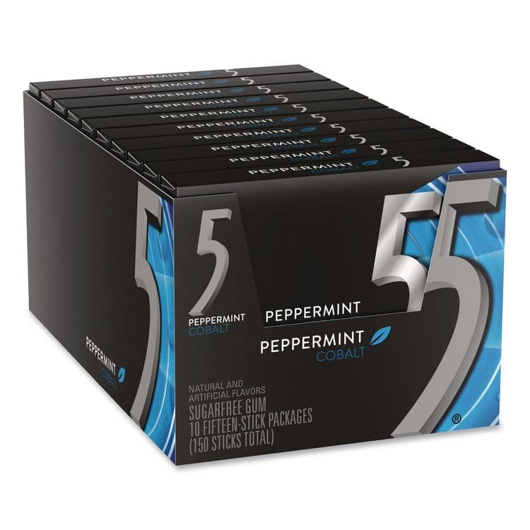 THE WRIGLEY COMPANY 5 Gum, Peppermint Cobalt, 15 Sticks/Pack, 10 Packs/Carton (GRR22002640)