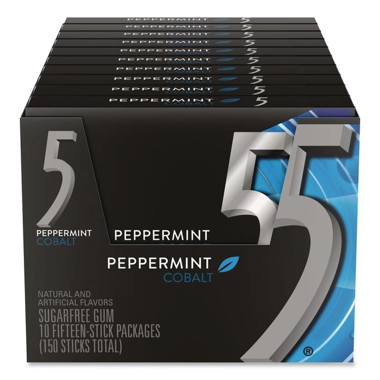THE WRIGLEY COMPANY 5 Gum, Peppermint Cobalt, 15 Sticks/Pack, 10 Packs/Carton (GRR22002640) thumbnail 2