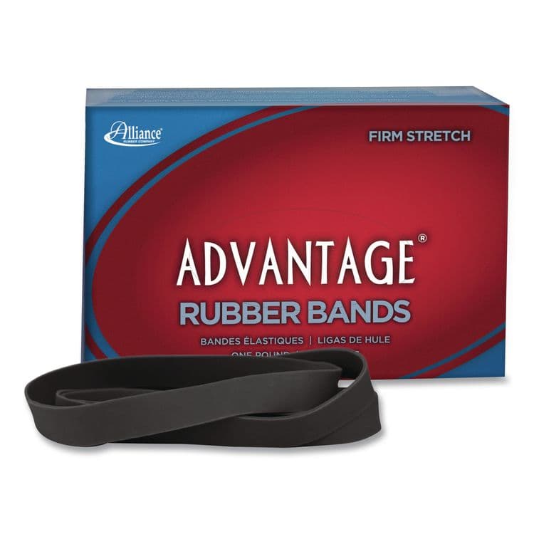 ALLIANCE RUBBER Advantage Classic Black Rubber Bands, Size 107, 0.06" Gauge, 1 lb Box, 40/Box (ALL58075)