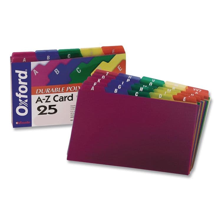 TOPS BUSINESS FORMS Durable Poly A-Z Card Guides, 1/5-Cut Top Tab, A to Z, 5 x 8, Assorted Colors, 25/Set (OXF73155) thumbnail 4