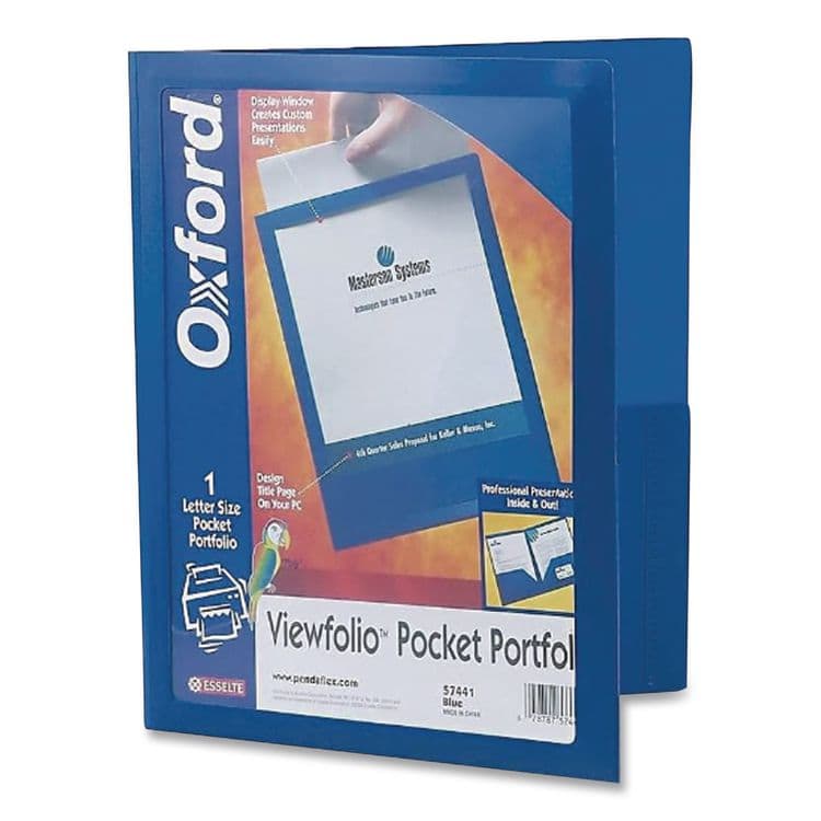 TOPS BUSINESS FORMS ViewFolio Poly Twin-Pocket Folders, Accommodates (100) 11 x 8.5 Sheets, Clear Front Cover, Blue Back Cover (OXF57441) thumbnail 2