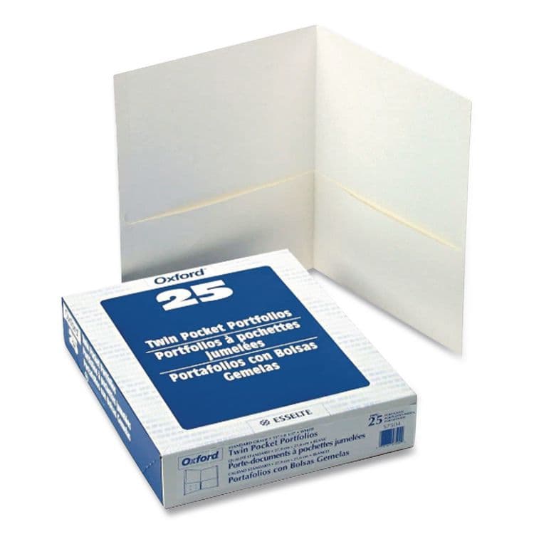 TOPS BUSINESS FORMS Twin-Pocket Folder, Accommodates (100) 11 x 8.5 Sheets, White, 25/Box (OXF57504) thumbnail 2