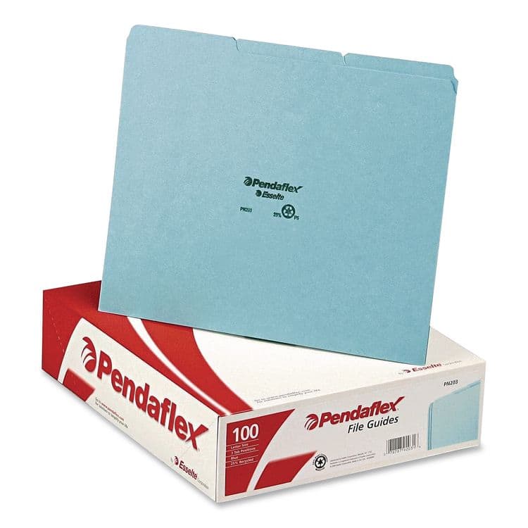 TOPS BUSINESS FORMS Blank Top Tab File Guides, 1/3-Cut Top Tab, Blank, 8.5 x 11, Blue, 100/Box (PFXPN203) thumbnail 2