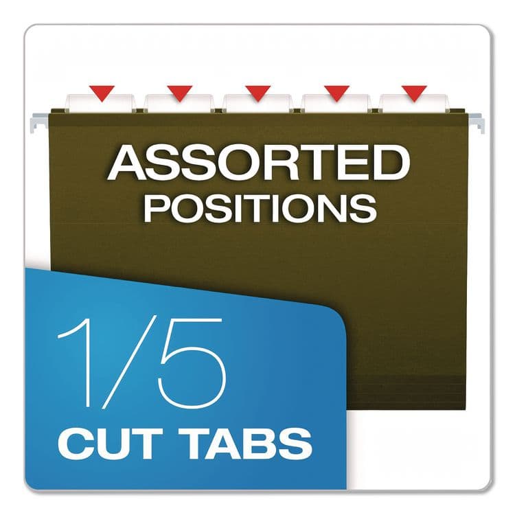 TOPS BUSINESS FORMS Earthwise by Pendaflex 100% Recycled Colored Hanging File Folders, Printable Inserts, Letter Size, 1/5-Cut Tabs, Green, 25/BX (PFXRCY415215SGR) thumbnail 4