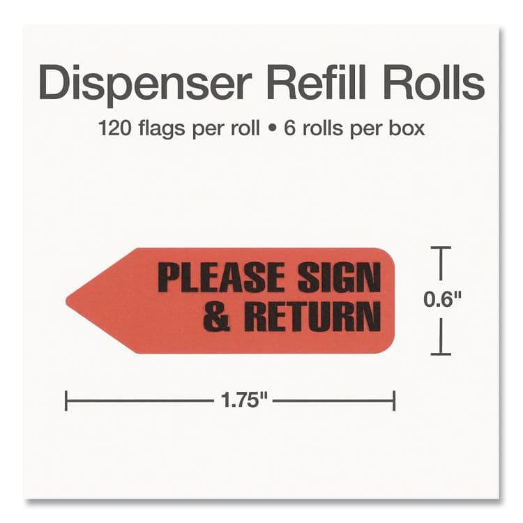 REDI-TAG CORPORATION Arrow Message Page Flag Refills, "Please Sign and Return", Red, 120 Flags/Roll, 6 Rolls/Box (RTG91037) thumbnail 3