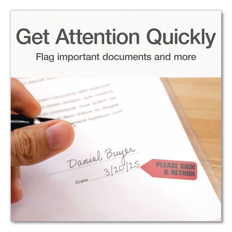 REDI-TAG CORPORATION Arrow Message Page Flag Refills, "Please Sign and Return", Red, 120 Flags/Roll, 6 Rolls/Box (RTG91037) thumbnail 4