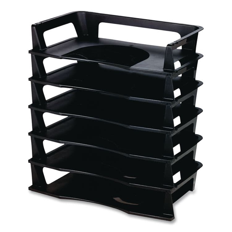 RUBBERMAID Regeneration Recycled Plastic Letter Tray, 6 Sections, Letter Size Files, 9.13" x 15.25" x 2.75", Black (RUB86028) thumbnail 3
