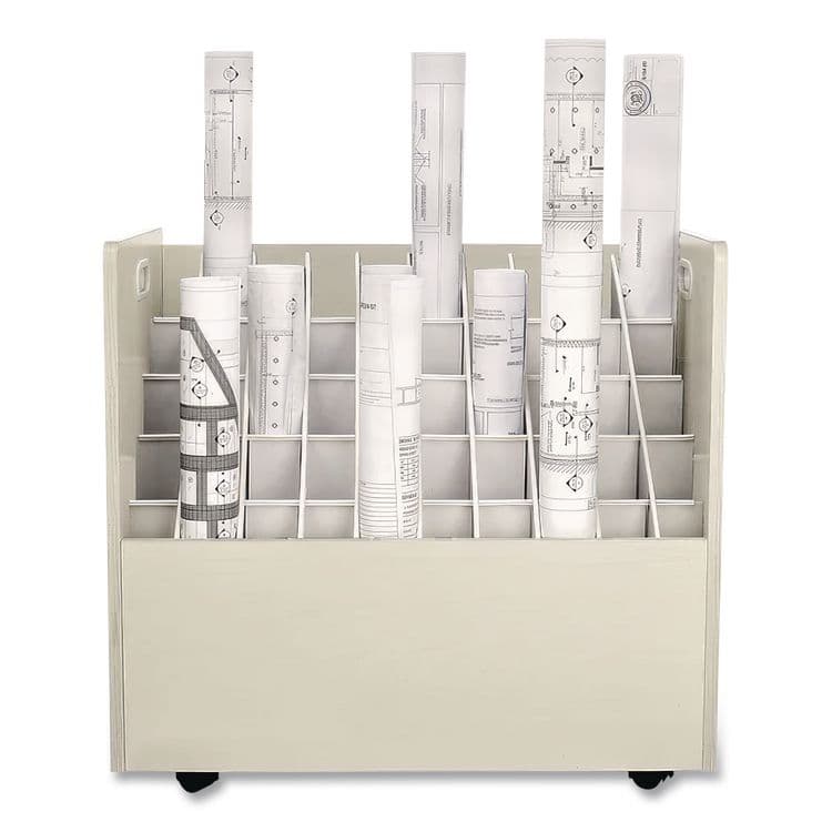 SAFCO PRODUCTS Laminate Mobile Roll Files, 50 Compartments, 30.25w x 15.75d x 29.25h, Putty (SAF3083) thumbnail 4