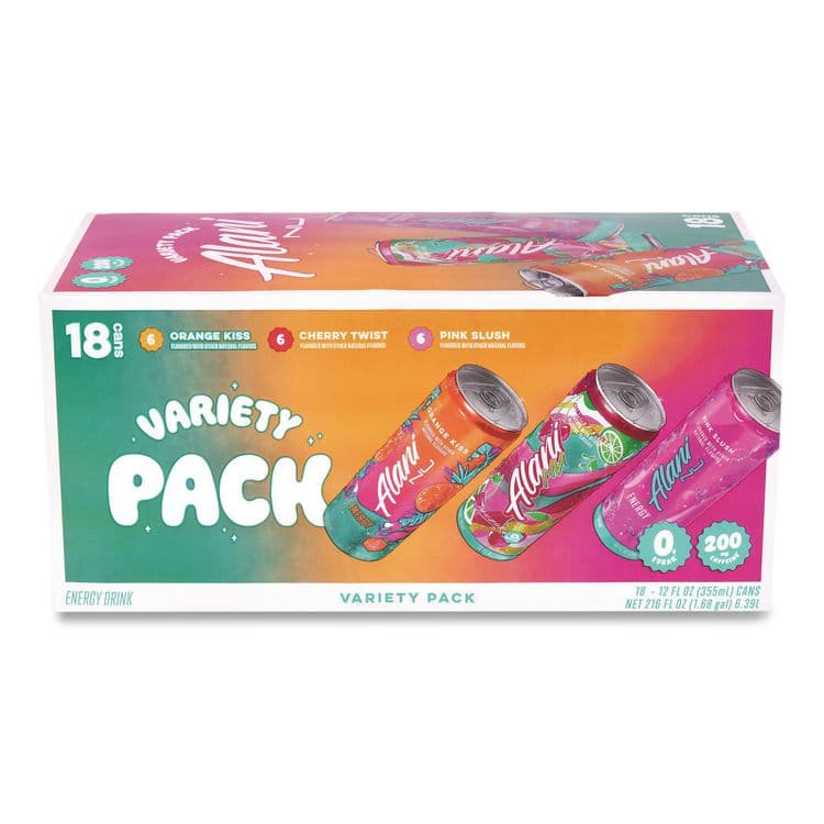 ALANI NU Energy Sweet Splash Variety Pack, Assorted Flavors, 12 oz Can, 18/Carton (GRR22002374)