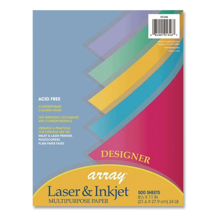 PACON CORPORATION Array Colored Bond Paper, 24 lb Bond Weight, 8.5 x 11, Assorted Designer Colors, 500/Ream (PAC101346)