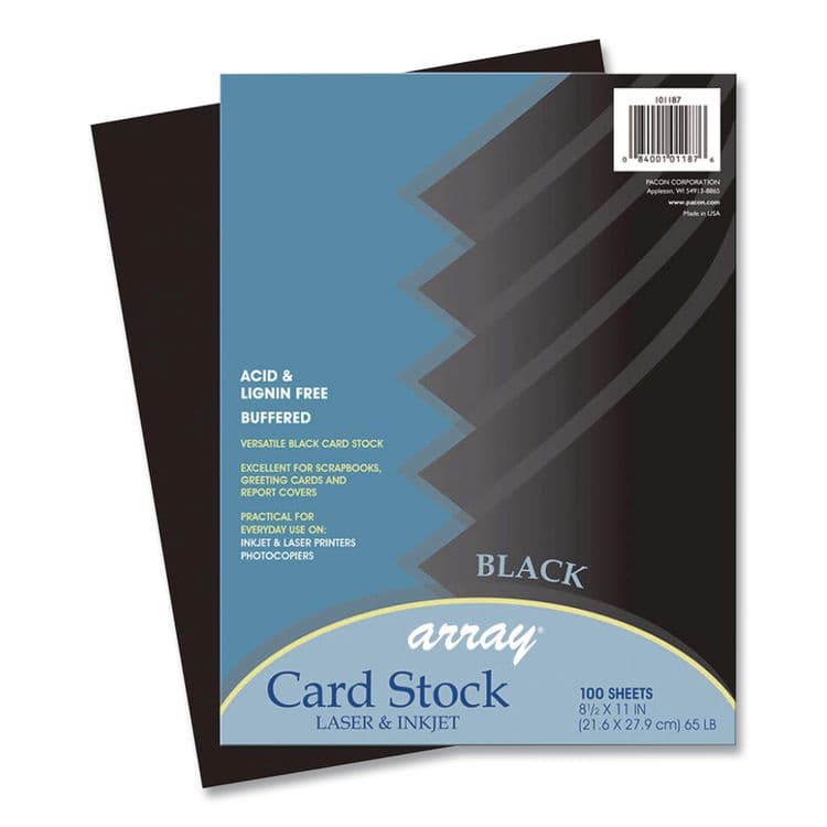 PACON CORPORATION Array Card Stock, 65 lb Cover Weight, 8.5 x 11, Black, 100/Pack (PAC101187) thumbnail 3