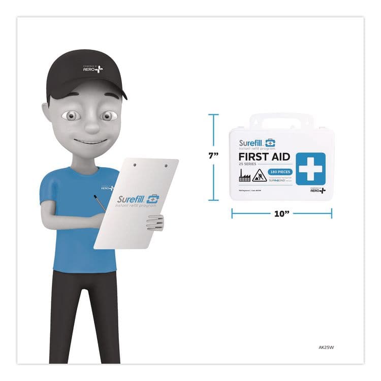 AERO HEALTHCARE 25 Series All Purpose First Aid Kit, 180 Pieces, Plastic Case (AOHAK25W) thumbnail 4