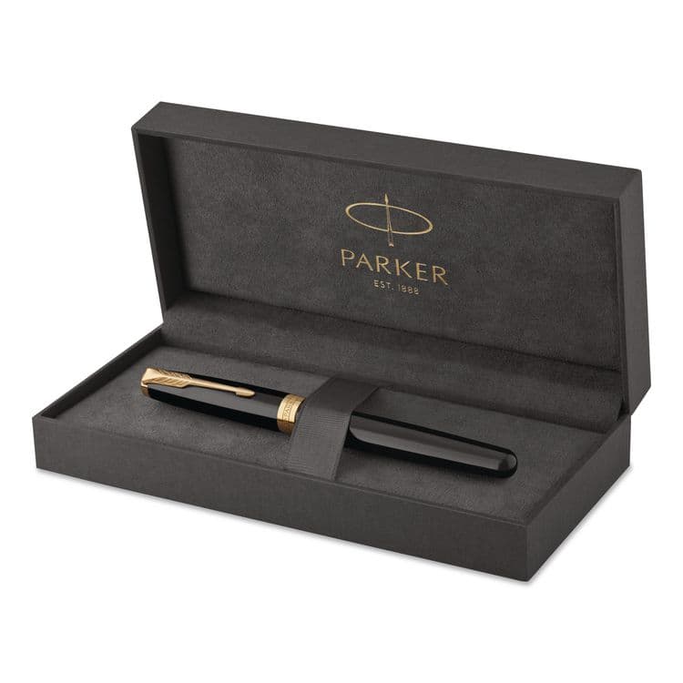 SANFORD Sonnet Fountain Pen with Gift Box, Medium Fountain Nib, Black Ink, Black/Gold Barrel (PAR1931495)