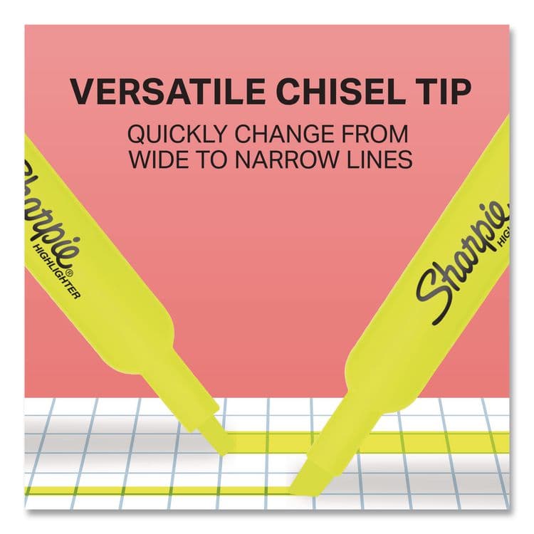 SANFORD Tank Style Highlighters, Fluorescent Yellow Ink, Chisel Tip, Yellow Barrel, 2/Pack (SAN25162PP) thumbnail 2