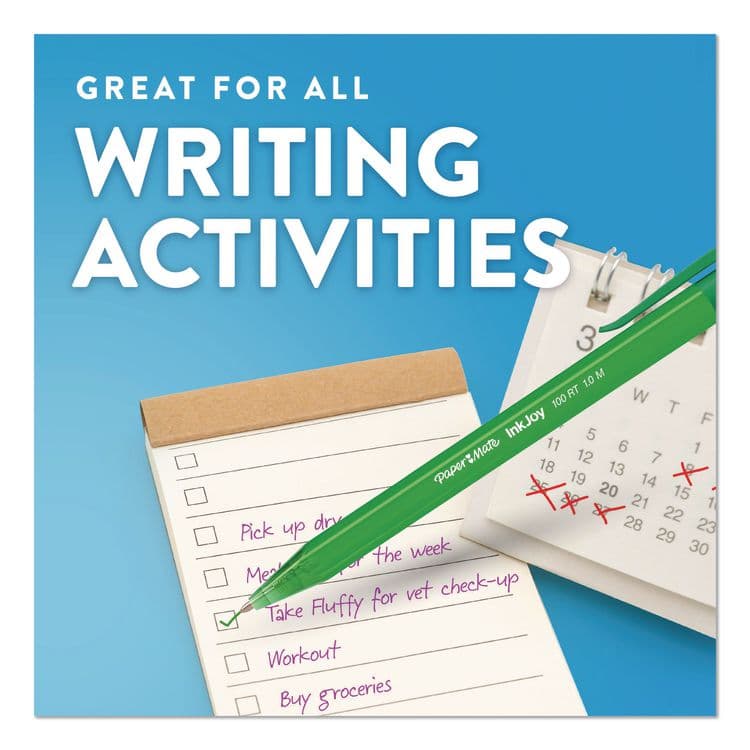 SANFORD InkJoy 100 RT Ballpoint Pen, Retractable, Medium 1 mm, Assorted Ink and Barrel Colors, 20/Pack (PAP1951396) thumbnail 4