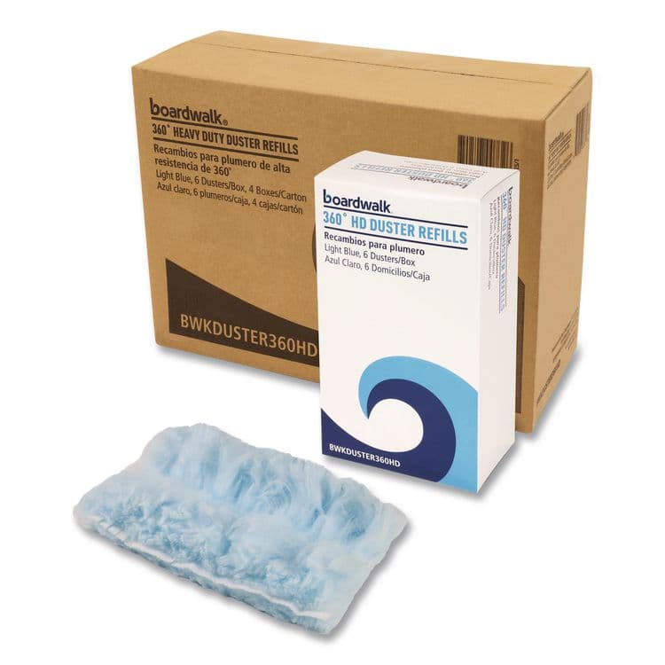 BOARDWALK 360 HD Duster Refills, Soft Fluffy Fibers, Light Blue, 6 Dusters/Box, 4 Boxes/Carton (BWKDUSTER360HD)
