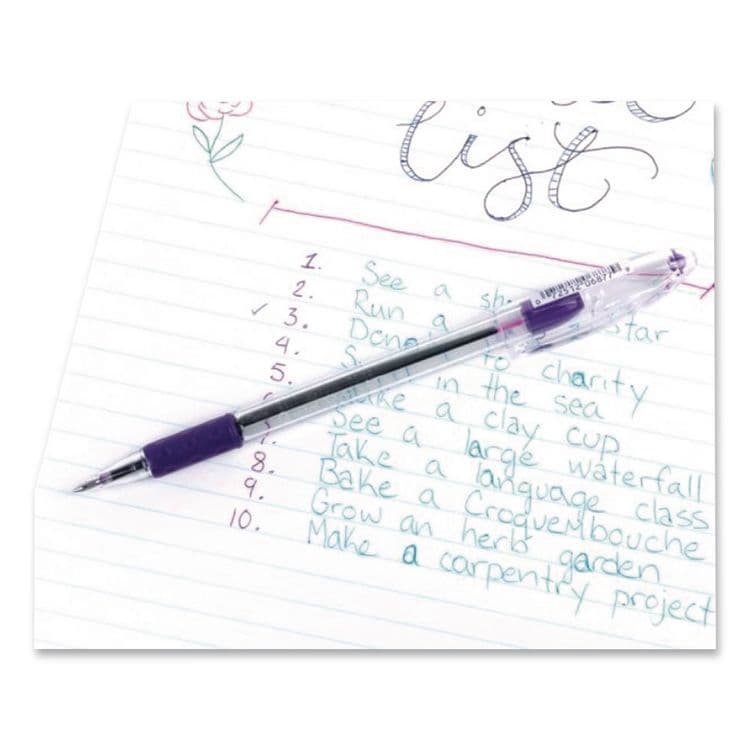 PENTEL OF AMERICA R.S.V.P. Ballpoint Pen, Stick, Fine 0.7 mm, Violet Ink, Clear/Violet Barrel, Dozen (PENBK90V) thumbnail 4