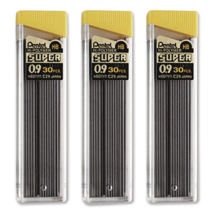 PENTEL OF AMERICA Super Hi-Polymer Lead Refills, 0.9 mm, HB, Black, 30/Tube, 3 Tubes/Pack (PENC29BPHB3) thumbnail 3