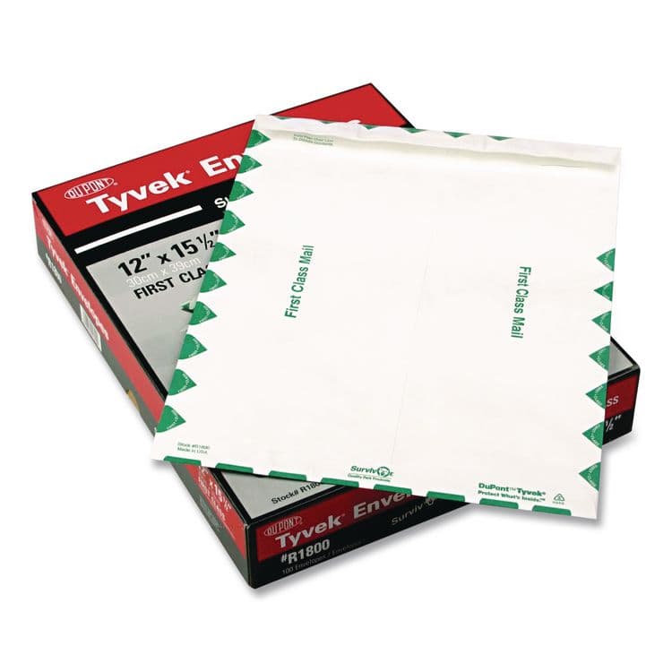 QUALITY PARK PRODUCTS Lightweight 14 lb Tyvek Catalog Mailers, First Class, #13 1/2, Square Flap, Redi-Strip Closure, 10 x 13, White, 100/Box (QUAR1590) thumbnail 2