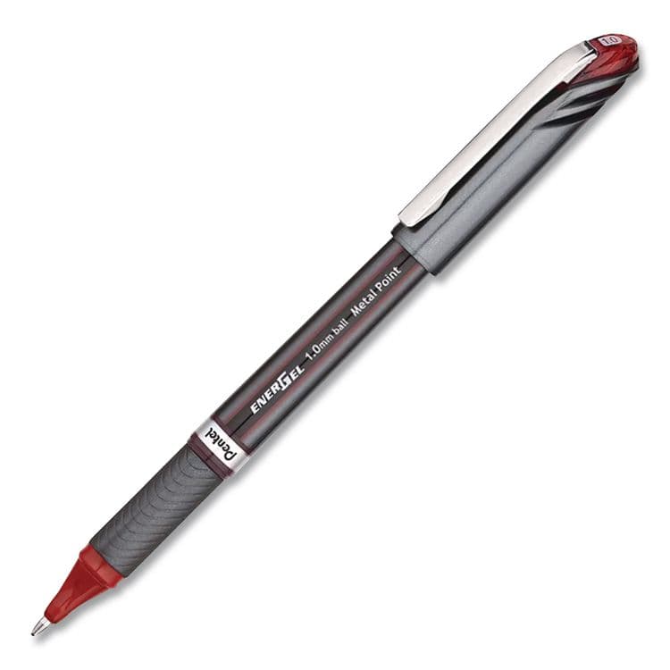 PENTEL OF AMERICA EnerGel NV Gel Pen, Stick, Bold 1 mm, Red Ink, Gray/Red Barrel, Dozen (PENBL30B) thumbnail 3