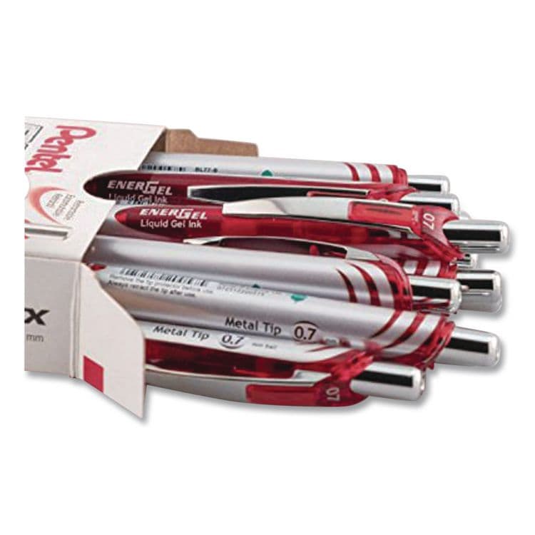 PENTEL OF AMERICA EnerGel RTX Gel Pen, Retractable, Medium 0.7 mm, Red Ink, Red/Gray Barrel (PENBL77B) thumbnail 2