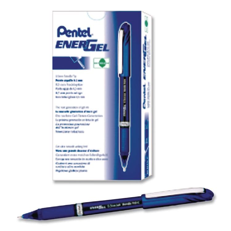 PENTEL OF AMERICA EnerGel NV Gel Pen, Stick, Fine 0.5 mm, Blue Ink, Blue Barrel, Dozen (PENBLN25C)
