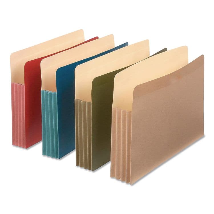 TOPS BUSINESS FORMS Recycled Colored File Pocket, 3.5" Expansion, Letter Size, Assorted Colors, 4/Pack (PFX90164) thumbnail 2