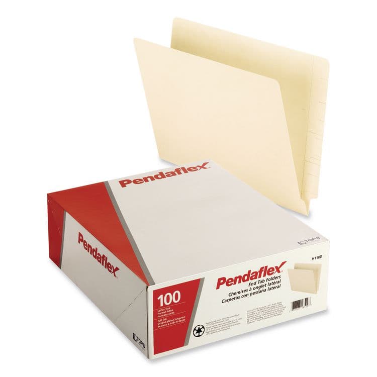 TOPS BUSINESS FORMS Manila End Tab Folders, 9.5" High Front, Straight 1-Ply Tabs, Letter Size, Manila, 100/Box (PFXH110) thumbnail 2