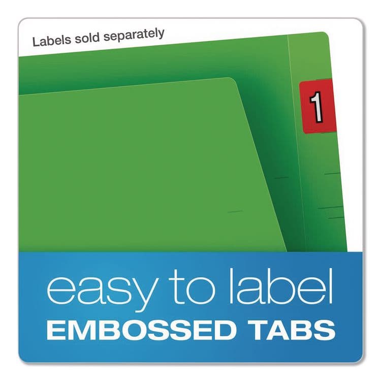 TOPS BUSINESS FORMS Colored End Tab Folders with Reinforced Double-Ply Straight Cut Tabs, Letter Size, 0.75" Expansion, Green, 100/Box (PFXH110DGR) thumbnail 4