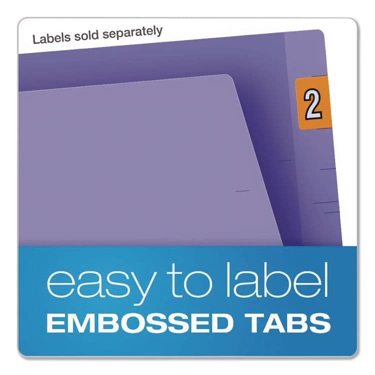 TOPS BUSINESS FORMS Colored End Tab Folders with Reinforced Double-Ply Straight Cut Tabs, Letter Size, 0.75" Expansion, Purple, 100/Box (PFXH110DPR) thumbnail 4