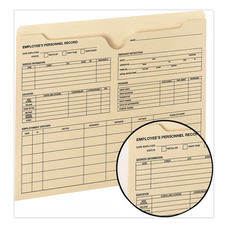 QUALITY PARK PRODUCTS Employee Record Jacket, Straight Tab, Letter Size, Manila, 100/Box (QUA69999) thumbnail 3