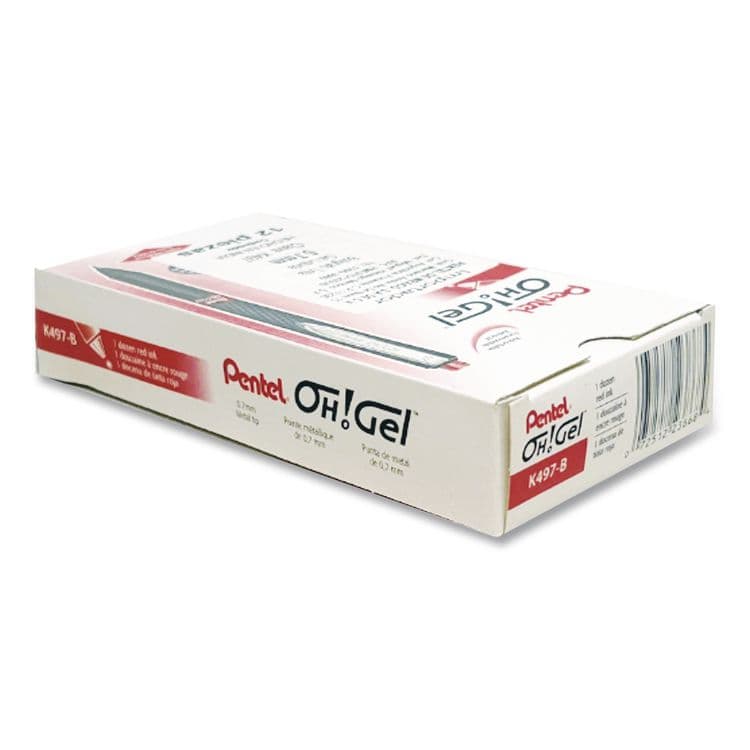 PENTEL OF AMERICA Oh! Gel Pen, Retractable, Medium 0.7 mm, Red Ink, Black Barrel, Dozen (PENK497B) thumbnail 4