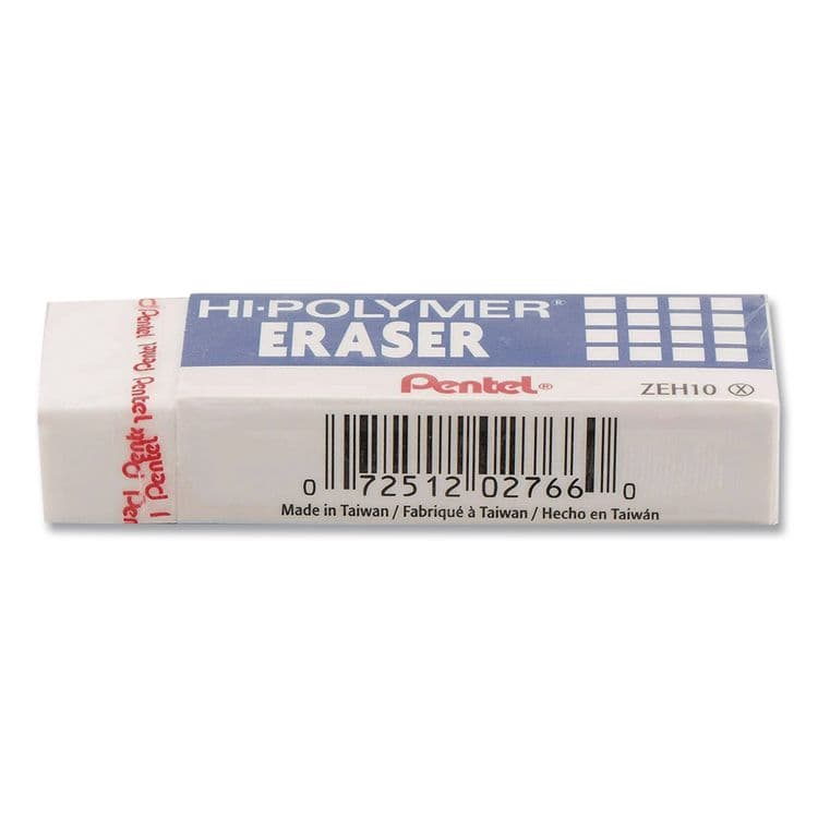 PENTEL OF AMERICA Hi-Polymer Eraser, For Pencil Marks, Rectangular Block, Medium, White, 3/Pack (PENZEH10BP3K6) thumbnail 3
