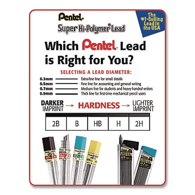 PENTEL OF AMERICA Super Hi-Polymer Lead Refills, 0.5 mm, HB, Black, 30/Tube (PENC25HB) thumbnail 4