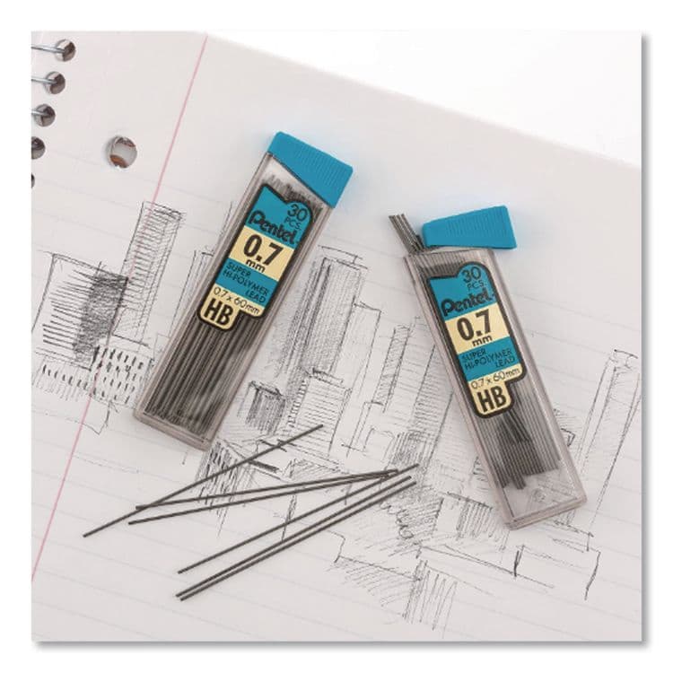 PENTEL OF AMERICA Super Hi-Polymer Lead Refills, 0.7 mm, HB, Black, 30/Tube, 3 Tubes/Pack (PENC27BPHB3K6) thumbnail 4