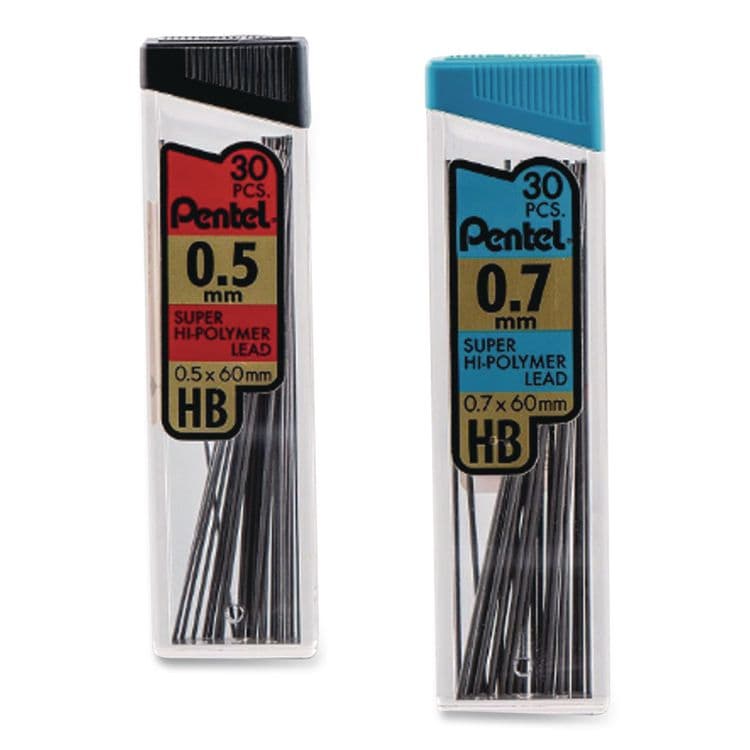 PENTEL OF AMERICA Super Hi-Polymer Lead Refill Value Pack, 0.5 mm; 0.7 mm, HB, Black, 30/Tube, 6 Tubes/Pack (PENC257BPHB6) thumbnail 4
