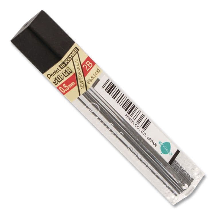 PENTEL OF AMERICA Super Hi-Polymer Lead Refills, 0.5 mm, 2B, Black, 12/Tube (PENC5052B) thumbnail 4