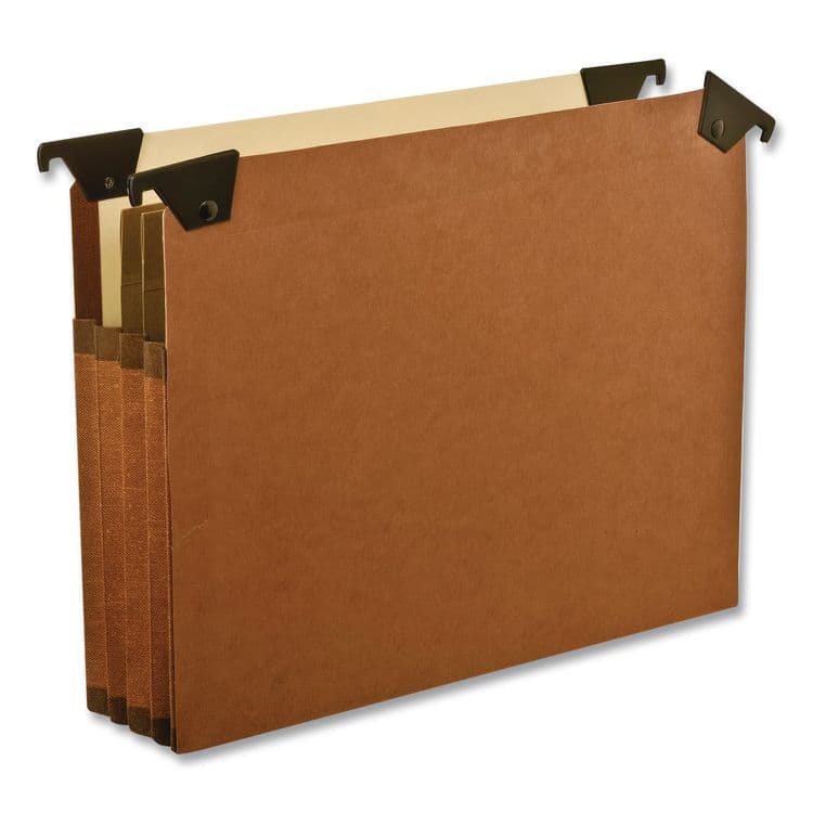 TOPS BUSINESS FORMS Premium Expanding Hanging File Pockets with Swing Hooks and Dividers, 3 Dividers with 1/5-Cut Tabs, Letter Size, Brown, 5/Box (PFX45422) thumbnail 2