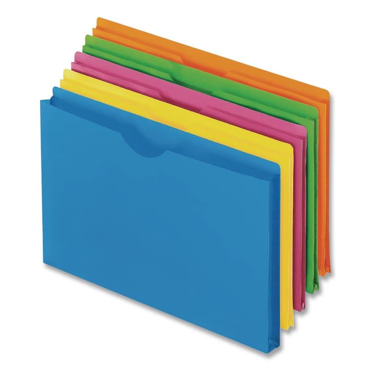 TOPS BUSINESS FORMS Glow Poly File Jacket, Straight Tab, Letter Size, Assorted Colors, 5/Pack (PFX50992) thumbnail 3