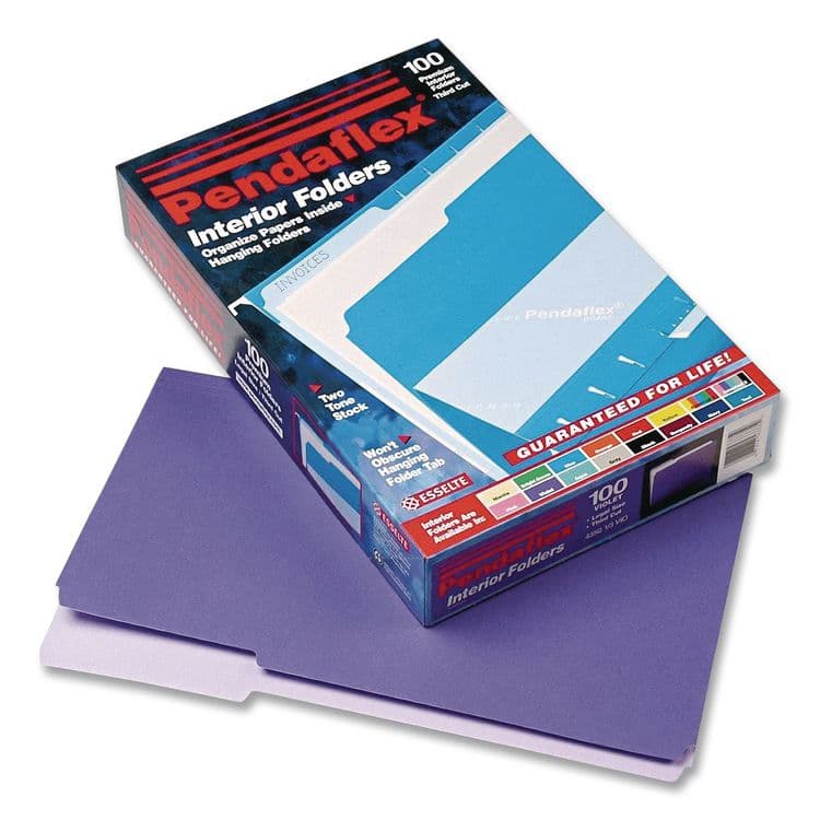 TOPS BUSINESS FORMS Interior File Folders, 1/3-Cut Tabs: Assorted, Legal Size, Violet, 100/Box (PFX435013VIO) thumbnail 2
