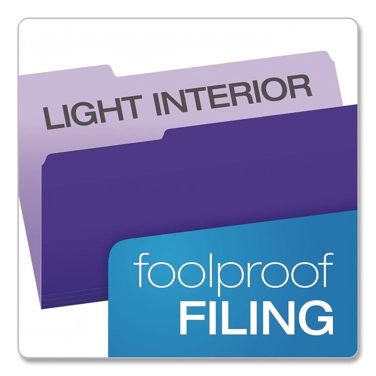 TOPS BUSINESS FORMS Interior File Folders, 1/3-Cut Tabs: Assorted, Legal Size, Violet, 100/Box (PFX435013VIO) thumbnail 3